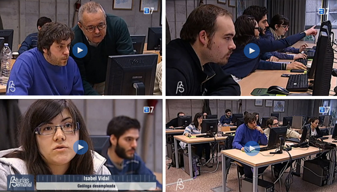 Momentos del reportaje grabado en la Facultad de Geología