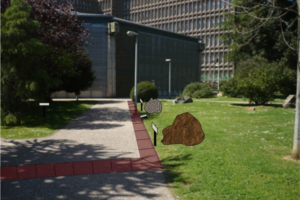 Recreación del aspecto de una zona del futuro jardín geológico Recreación del aspecto de una zona del futuro jardín geológico